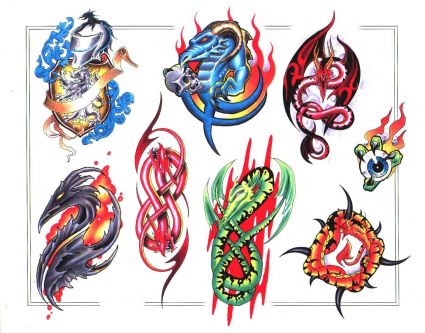 Colored Dragon Tats Design